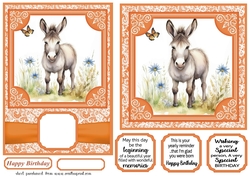 6x6 and 5x7 Orange floral donkey card fronts 3