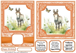 6x6 and 5x7 Orange floral donkey card fronts 12