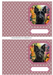 2 Pink floral Scottish terrier notelets 1
