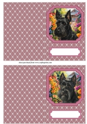 2 Pink floral Scottish terrier notelets 2