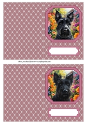 2 Pink floral Scottish terrier notelets 3