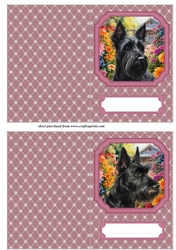 2 Pink floral Scottish terrier notelets 4
