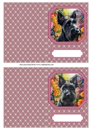 2 Pink floral Scottish terrier notelets 5