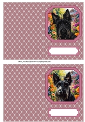 2 Pink floral Scottish terrier notelets 6