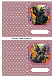 2 Pink floral Scottish terrier notelets 7