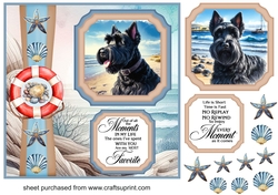 2 Panel Scottish terrier on beach card front 2