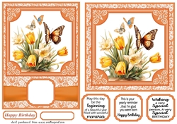 6x6 and 5x7 Orange floral butterfly card fronts