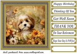 Floral puppy card front 2