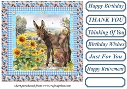Floral donkey card front 1
