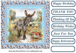 Floral donkey card front 2