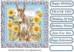 Floral donkey card front 4