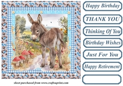 Floral donkey card front 6
