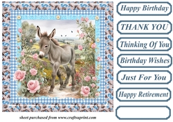 Floral donkey card front 7