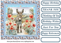 Floral donkey card front 8