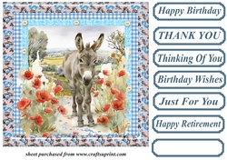 Floral donkey card front 10