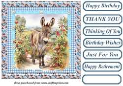 Floral donkey card front 11