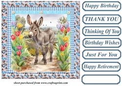 Floral donkey card front 12