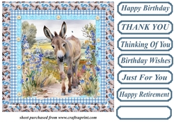 Floral donkey card front 15