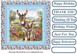 Floral donkey card front 17