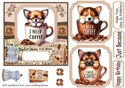 6x6 aprox I need coffee pup card front 6