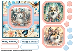 Boho dog card front 3