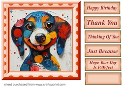 Bright paint effect dog card front 14