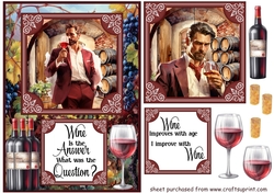 A5 aprox Male red wine Birthday card front