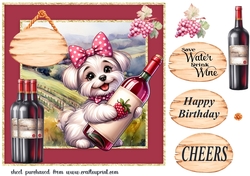 Dog with wine card front 18