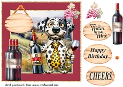 Dog with wine card front 19
