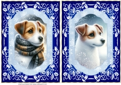 2 Blue winter Jack Russel card fronts 4