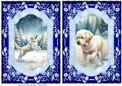 2 Blue winter Labrador card fronts 2