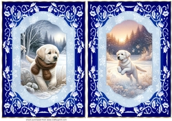 2 Blue winter Labrador card fronts 5