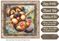 Pup playing in garden card front 10