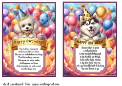 2 Birthday pup card fronts (7x5 aprox) 1