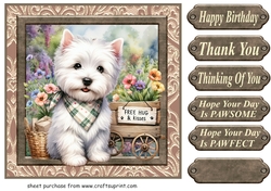 Floral Westie card front 19