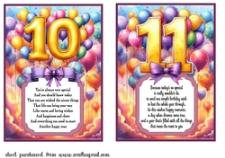 Age 10/11 Birthday card fronts