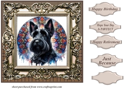 Framed stained glass dog card front 5