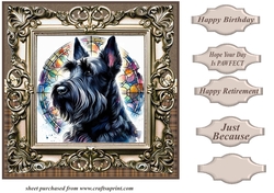 Framed stained glass dog card front 10