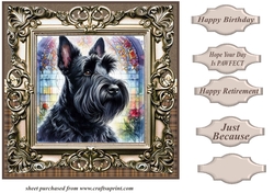 Framed stained glass dog card front 11