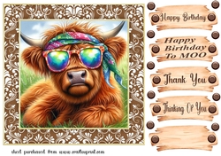 Highland cow chillin card front 12