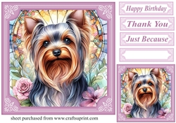 Lilac stained glass pup card front 1