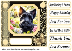 Black and yellow butterfly pup card front 6