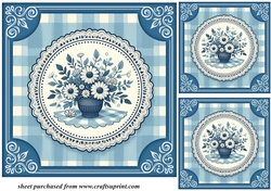 3 Blue daisy card fronts/toppers 3