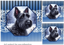 3 Blue framed Christmas Scottish terrier card fronts/toppers 3