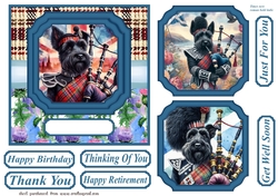 Black Scottish terrier with bagpipes card front 3