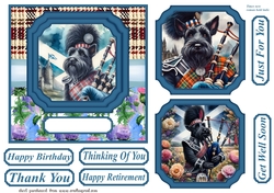 Black Scottish terrier with bagpipes card front 4