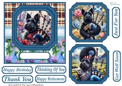 Black Scottish terrier with bagpipes card front 5