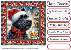 Christmas Scottish terrier with whisky card front 2