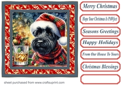 Christmas Scottish terrier with whisky card front 3