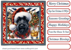 Christmas Scottish terrier with whisky card front 4